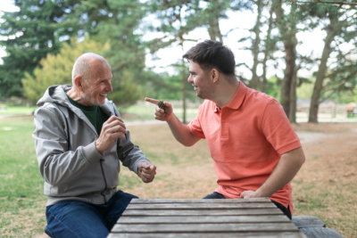 two people socializing